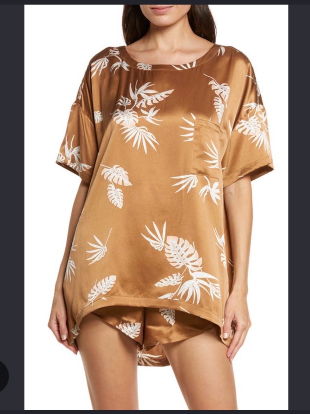 Lunya Washable Silk Short Pajamas In Lush Caramel Palm